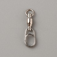 Brass with 304 Stainless Steel Fishing Fast Snap Clips, Quick Change Connectors, Platinum & Stainless Steel Color, 22x6x3.5mm, Hole: 3mm & 5.5x3.9mm(FIND-WH0152-322B)