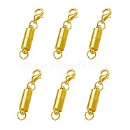 Brass Magnetic Clasps Converter, with Brass Lobster Claw Clasps and Rings, Column, Golden, 38.5x6mm, Hole: 4.5mm(KK-TAC0001-01G)