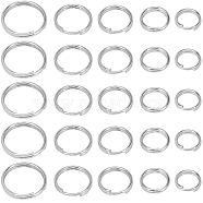 500Pcs 5 Styles 304 Stainless Steel Split Rings, Double Loops Jump Rings, Stainless Steel Color, 5~10x1~1.4mm, Inner Diameter: 4~8.5mm, 100pcs/style(STAS-SP0001-65)