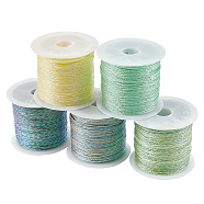 Elite 5 Rolls 5 Colors 6-Ply Polyester Thread, Chinese Knotting Cord, for Woven Bracelet Necklace Making, Mixed Color, 0.6mm, about 43.74 Yards(40m)/Roll, 1 roll/color(OCOR-PH0002-10)