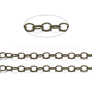 Brass Cable Chains, Unwelded, with Spool, Oval, Cadmium Free & Nickel Free & Lead Free, Antique Bronze, 4x3x0.6mm, about 32.8 Feet(10m)/roll(X-CHC024Y-AB)