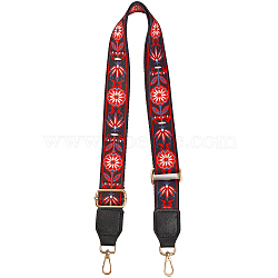 Flower Pattern Polyester Adjustable Bag Handles, with Iron Swivel Clasps, for Bag Straps Replacement Accessories, Red, 86.4~142.2x3.75cm(FIND-WH0129-25B)