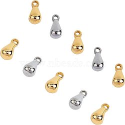 304 Stainless Steel Charms, Chain Extender Drop, Teardrop, Mixed Color, 6x3mm, Hole: 1mm, 100pcs/box(STAS-UN0003-78)