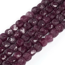 Natural Ruby Beads Strands, Faceted, Cube, 4~5x4~5x4~5mm, Hole: 0.7mm, about 72~76pcs/strand, 15.55 inch(39.5cm)(G-E560-A06-4mm)