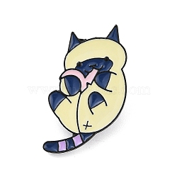 Cat Enamel Pins, Alloy Brooches for Backpack Clothes, Light Goldenrod Yellow, 27x18mm(JEWB-R053-04EB-02)