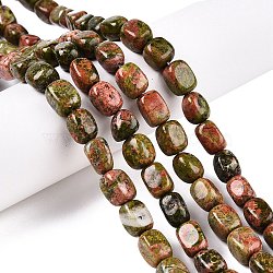 Natural Unakite Beads Strands, Cuboid, 9~13x7.5~12.5x7.5~11.5mm, Hole: 1mm, about 29~34pcs/strand, 13.98~15.6''(35.5~39cm)(G-T138-111)