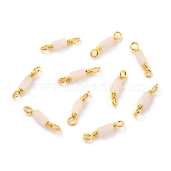 Eco-Friendly Electroplated Glass Links Connectors, with Golden Brass Findings, Cadmium Free & Lead Free, Faceted, Polygon, Misty Rose, 14x2.5mm, Hole: 1.5mm(KK-K260-04G-12-RS)