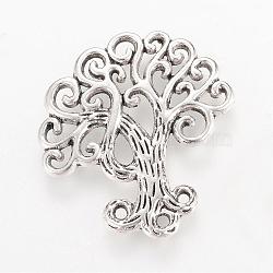 Tibetan Style Alloy Chandelier Components Links, Tree, Cadmium Free & Lead Free, Antique Silver, 28.5x27x2mm, Hole: 1.5mm, about 305pcs/1000g(TIBE-Q066-23AS-RS)