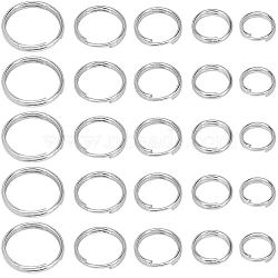 500Pcs 5 Styles 304 Stainless Steel Split Rings, Double Loops Jump Rings, Stainless Steel Color, 5~10x1~1.4mm, Inner Diameter: 4~8.5mm, 100pcs/style(STAS-SP0001-65)