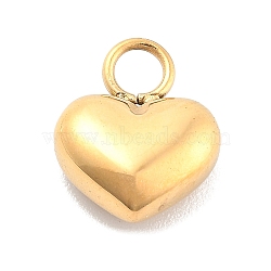 Ion Plating(IP) 304 Stainless Steel Charms, Heart Charm, Real 14K Gold Plated, 10.5x9x4mm, Hole: 2.5mm(STAS-P379-16G)