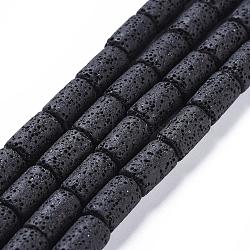 Natural Lava Rock Beads Strands, Dyed, Column, Black, 14~15x8mm(G450-B11)