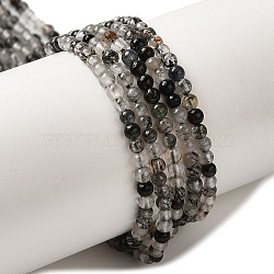 Natural Black Rutilated Quartz Beads Strands, Round, 2.5~3mm, Hole: 0.7mm, about 138~168pcs/strand, 14.37~15.35''(36.5~39cm)(G-B090-A01-02)