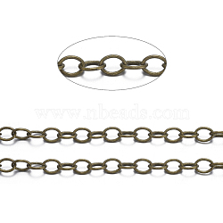 Brass Cable Chains, Unwelded, with Spool, Oval, Cadmium Free & Nickel Free & Lead Free, Antique Bronze, 4x3x0.6mm, about 32.8 Feet(10m)/roll(X-CHC024Y-AB)