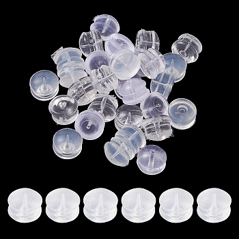 30Pcs 3 Style Silicone & Rubber Ear Nuts, Earring Backs, Clear, 4~6x5~6x4~4.5mm, Hole: 0.5~1mm, 10Pcs/style