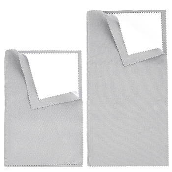2Pcs 2 Style 4 Layers Silver Polishing Cloth, Jewelry Cleaning Cloth, Sterling Silver Anti-Tarnish Cleaner, Rectangle, Light Grey, 28~35.5x17.8~18x0.2cm, 1pc/style
