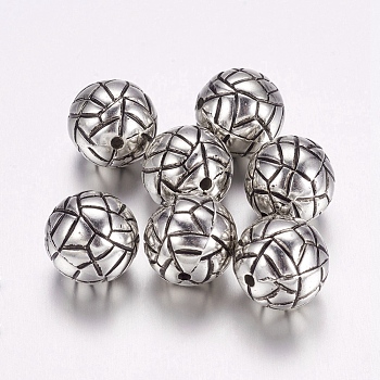 CCB Plastic Beads, Round, Antique Silver, 13.5~14mm, Hole: 1.5mm