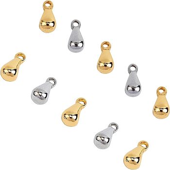 304 Stainless Steel Charms, Chain Extender Drop, Teardrop, Mixed Color, 6x3mm, Hole: 1mm, 100pcs/box