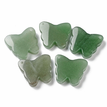 Natural Green Aventurine Pendants, Butterfly Charms, 27.5~30x32~34x8mm, Hole: 2mm