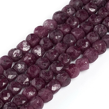 Natural Ruby/Red Corundum Beads Strands, Faceted, Cube, 4~5x4~5x4~5mm, Hole: 0.7mm, about 72~76pcs/strand, 15.55 inch(39.5cm)