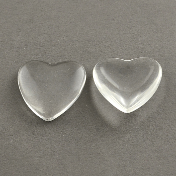 Transparent Glass Heart Cabochons, Clear, 18x18x5mm