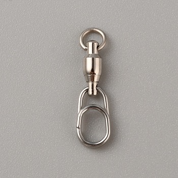 Brass with 304 Stainless Steel Fishing Fast Snap Clips, Quick Change Connectors, Platinum & Stainless Steel Color, 22x6x3.5mm, Hole: 3mm & 5.5x3.9mm