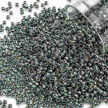 TOHO Round Seed Beads, Japanese Seed Beads, (990) Gilt Lined Aqua, 11/0, 2.2mm, Hole: 0.8mm, about 1103pcs/10g