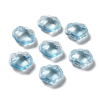 Transparent Glass Beads, Lock, Light Sky Blue, 14x16x7mm, Hole: 1.2mm