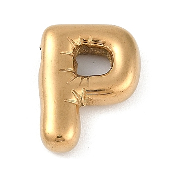 Ion Plating(IP) 304 Stainless Steel Pendants, Real 18K Gold Plated, Letter P, 18.5x13.5x4.5mm, Hole: 2mm