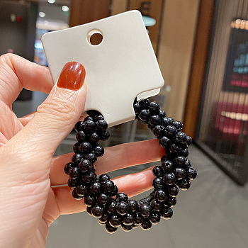 ABS Imitation Bead Wrapped Elastic Hair Accessories, for Girls or Women, Also as Bracelets, Black, 60mm