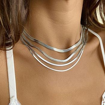 304 Stainless Steel Snake Chain Necklaces for Women, Stainless Steel Color, 5mm, 23.62 inch(60cm)