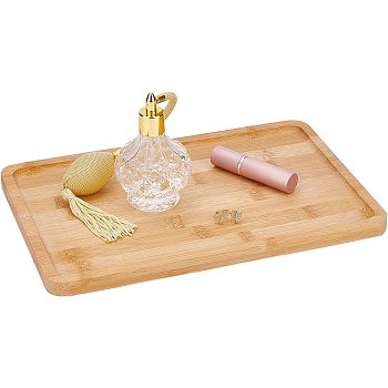 Bamboo Display Tray, Essential Oil Bottle Crystal Stone Storage Tray, Rectangle, Goldenrod, 198x300x14mm