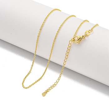 Brass Cable Chain Necklaces for Women, Real 18K Gold Plated, 17.87 inch(454mm)