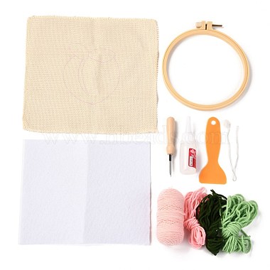 DIY Peach Pattern Cotton Cup Mat Punch Needle Kits(DIY-K032-39)-2