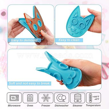 Cat Shape Food Grade DIY Silicone Pendant Molds(SIL-CJC0001-03)-3