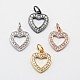 CZ Brass Micro Pave Cubic Zirconia Open Heart Charms(ZIRC-L018-04)-1