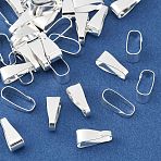 Brass Snap On Bails, Lead Free & Cadmium Free & Nickel Free, Silver, 10x4x4.5mm(KK-H258-17S)