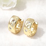 Brass Micro Pave Clear Cubic Zirconia Hoop Earrings, Rack Plating, Lead Free & Cadmium Free, Long-Lasting Plated, Real 18K Gold Plated, 11.5x5.5x12mm(EJEW-Z149-02G)