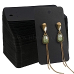 Paper Single Earring Display Cards with Hanging Hole, Rectangle, Black, 9x5cm(PW-WG89837-01)