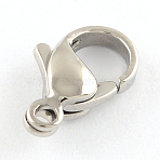 Tarnish Resistant Polished 316 Surgical Stainless Steel Lobster Claw Clasps, Parrot Trigger Clasps, Stainless Steel Color, 13x9x4mm, Hole: 1.5mm(X-STAS-R072-14A)