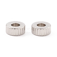 201 Stainless Steel Corrugated Beads, Flat Round, Stainless Steel Color, 5x2mm, Hole: 2.2mm(STAS-A057-02A-P)