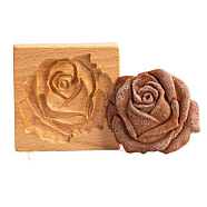 Wooden Press Mooncake Mold, Rose, Pastry Mould, Cake Mold Baking, Saddle Brown, 100x100x20mm(BAKE-PW0001-129E)