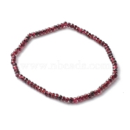 Faceted Rondelle Natural Garnet Beads Stretch Bracelets, Reiki January Birthstone Jewelry for Her, Inner Diameter: 2-3/8 inch(6.1cm)(BJEW-JB06383-01)