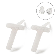 Hypoallergenic Bioceramics Zirconia Ceramic Stud Earrings, No Fading and Nickel Free, Alphabet, Letter T, 7x5mm(EJEW-F340-04T)