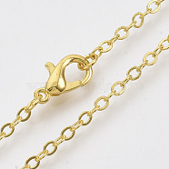 Brass Cable Chains Necklaces, with Alloy Lobster Claw Clasps, Golden, 23.6 inch~24.37 inch(60cm~61.9cm)(X-MAK-N029-01G)