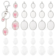 Elite DIY Blank Oval Pendant Making Kits, Including 304 Stainless Steel Pendant Cabochon Settings, Glass Cabochons, Stainless Steel Color, 90Pcs/box(DIY-PH0021-47)