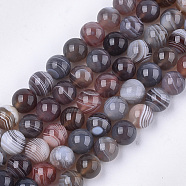 Natural Botswana Agate Beads Strands, Round, 8mm, Hole: 1mm, about 23~25pcs/strand, 7.6 inch(G-S333-8mm-026)