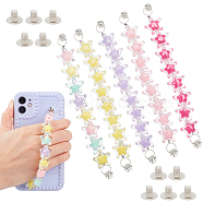 PANDAHALL ELITE 5Pcs 5 Colors Plastic Star Beaded Chain for DIY Keychains, Phone Case Decoration Jewelry Accessories, with Alloy Screw Nuts and Screws, Platinum, Mixed Color, 16.5cm, 1pc/color(MOBA-PH0001-08)