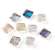 Embossed Glass Rhinestone Pendants, Abnormity Embossed Style, Rhombus, Faceted, Mixed Color, 13x13x5mm, Hole: 1.2mm, Diagonal Length: 13mm, Side Length: 10mm(GLAA-J101-03A)
