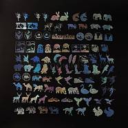 100Pcs 50 Styles Animals PET Waterproof Laser Stickers Sets, Adhesive Decals for DIY Scrapbooking, Photo Album Decoration, Colorful, Animal Pattern, 31~72x34~72x0.1mm, 2pcs/style(STIC-P002-04)