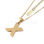 Ion Plating(IP) Initial Letter 304 Stainless Steel Pendant Necklaces, Real 18K Gold Plated, Letter X, 15.87 inch(40.3cm), Pendant: about 17x13.5mm(NJEW-M199-01G-X)